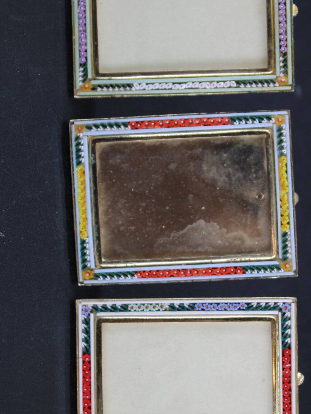 3 Vintage Micro Mosaic Square Easel Picture Frame Florentine Italy 2 5/8"X 2"